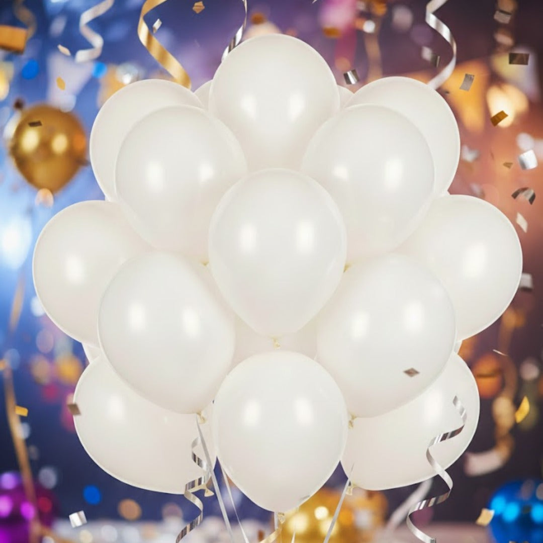 Metallic White Latex Balloons - 20PC
