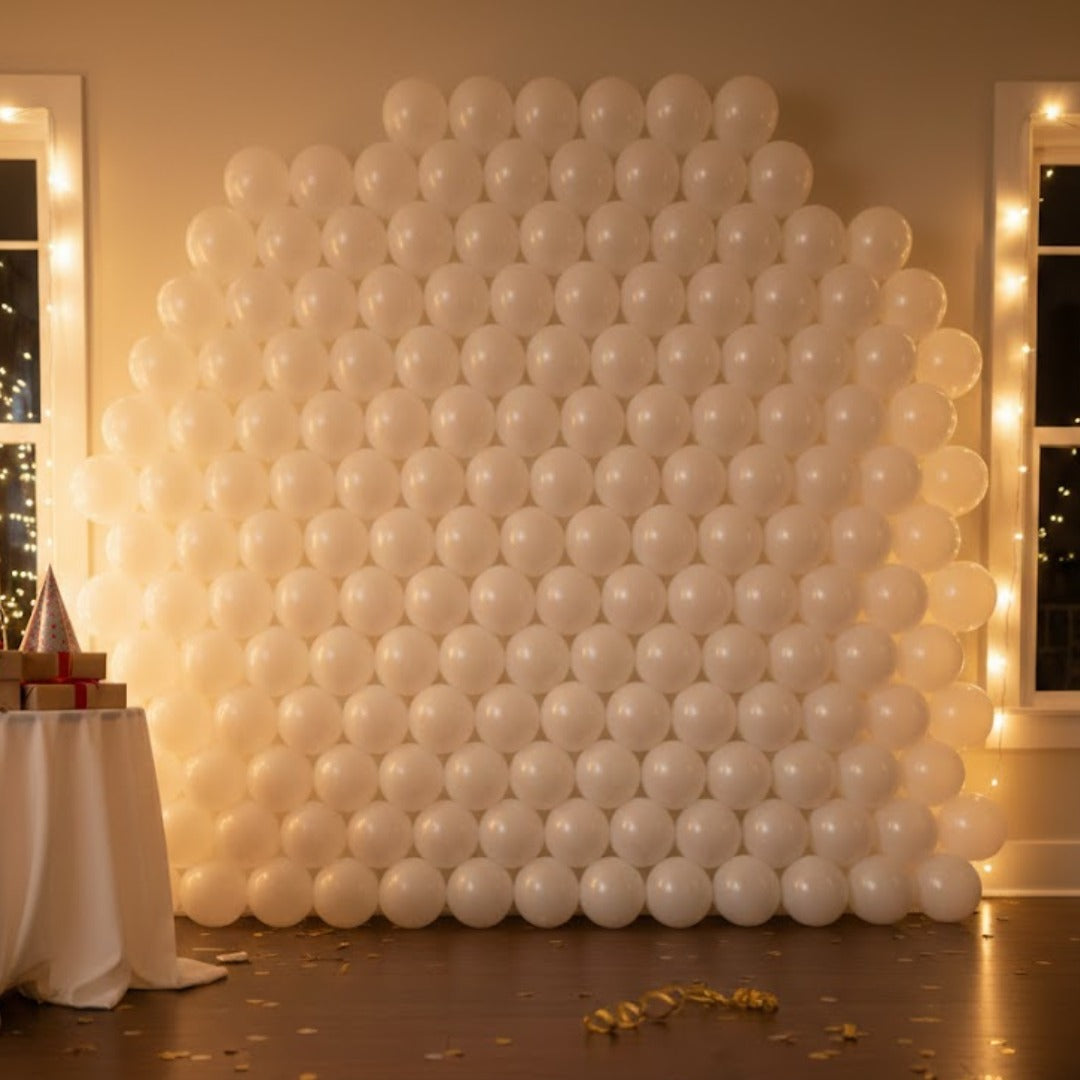 Metallic White Latex Balloons - 20PC