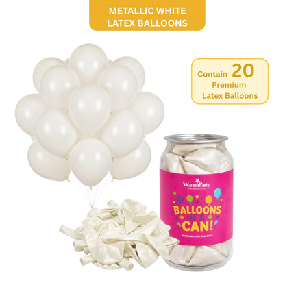 Metallic White Latex Balloons - 20PC