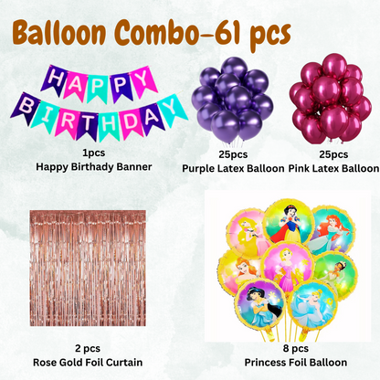 Princess Theme Birthday Decoration Kit – 61 Pieces