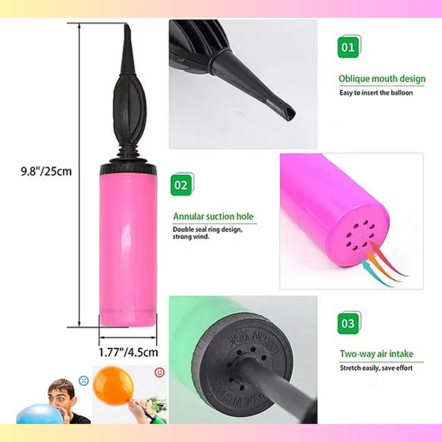 Pink White Gold Metallic Balloon Arch Garland Kit-33 PCS ,Balloon Air Hand Pump with Glue Dot and Balloon Arch Tape