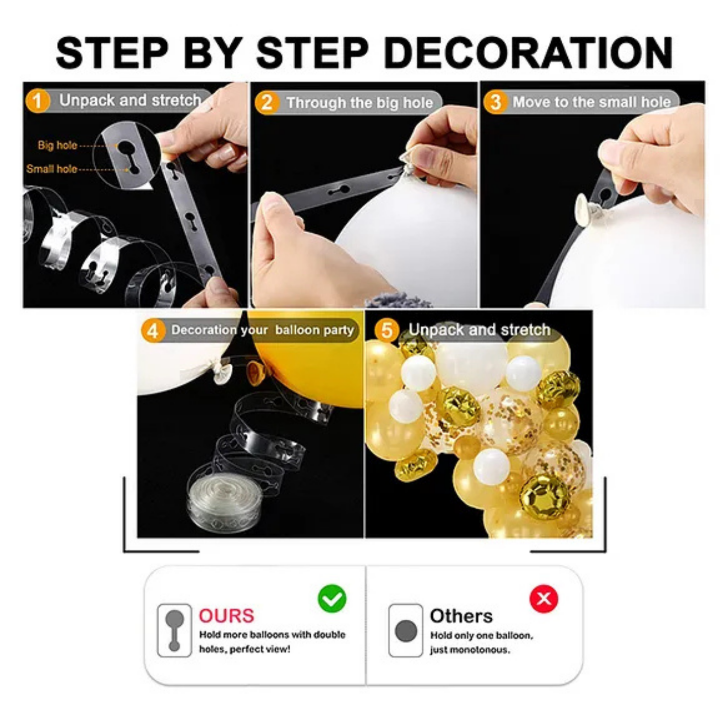 Pink White Gold Metallic Balloon Arch Garland Kit-33 PCS ,Balloon Air Hand Pump with Glue Dot and Balloon Arch Tape