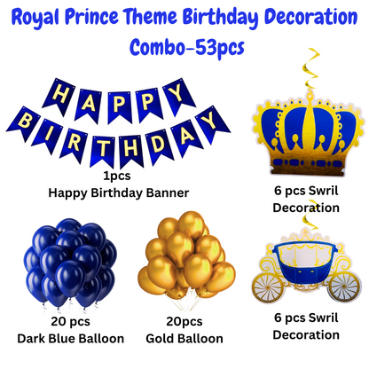 53 Pieces Prince Theme Birthday Decoration Kit for Boys