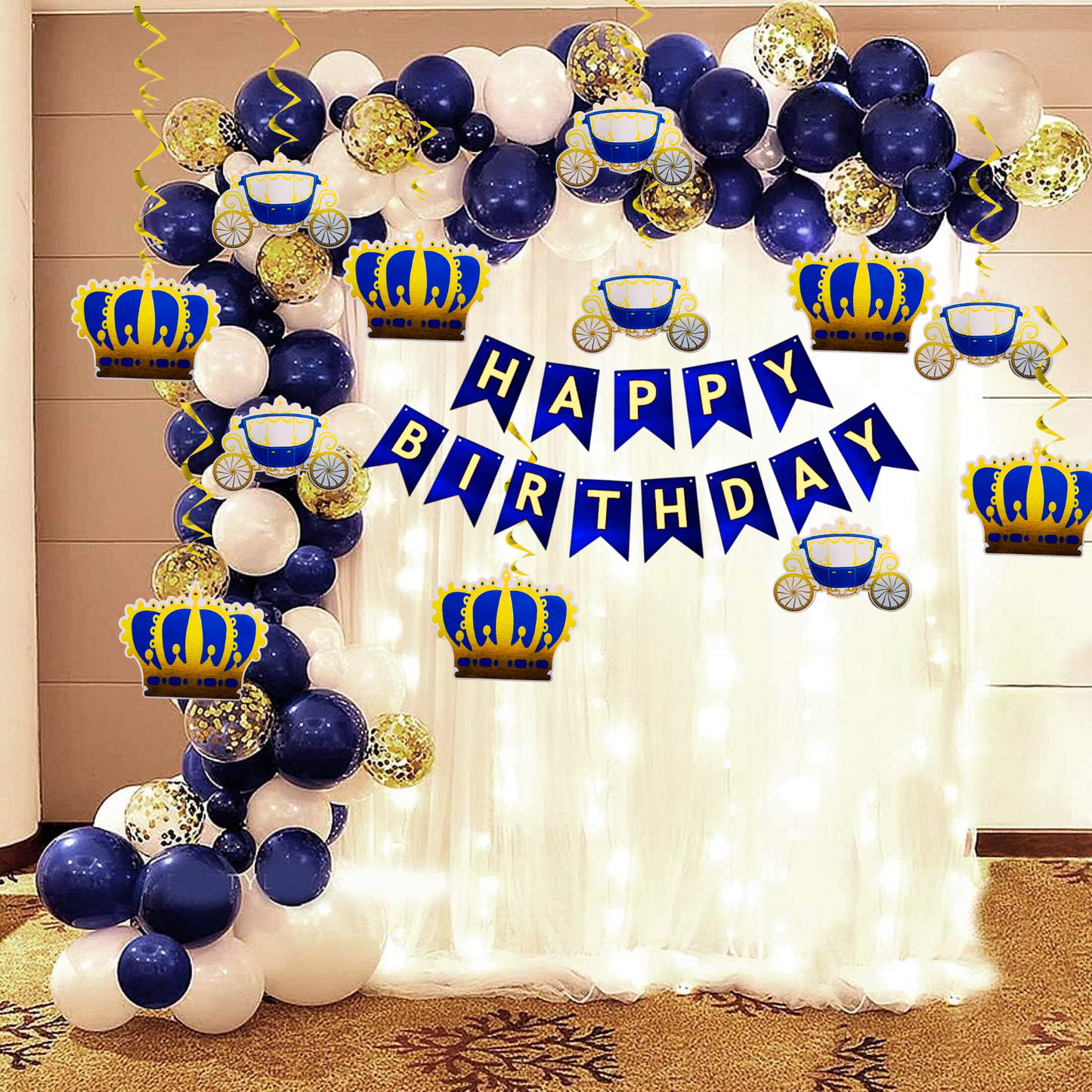 53 Pieces Prince Theme Birthday Decoration Kit for Boys