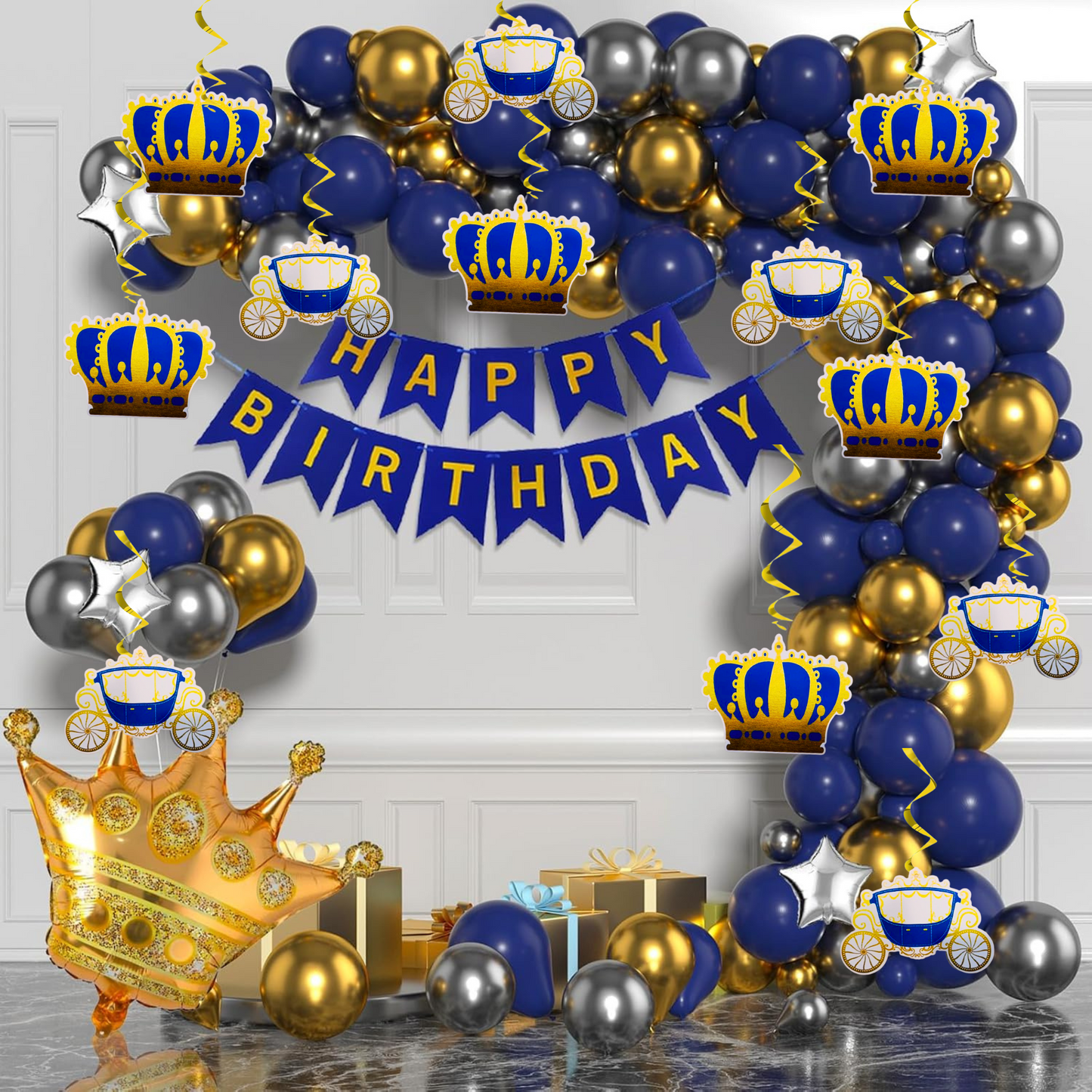 53 Pieces Prince Theme Birthday Decoration Kit for Boys