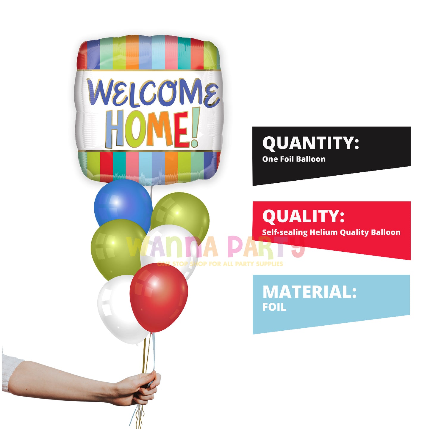 Welcome Home Square Stripes Balloon 18 Inch