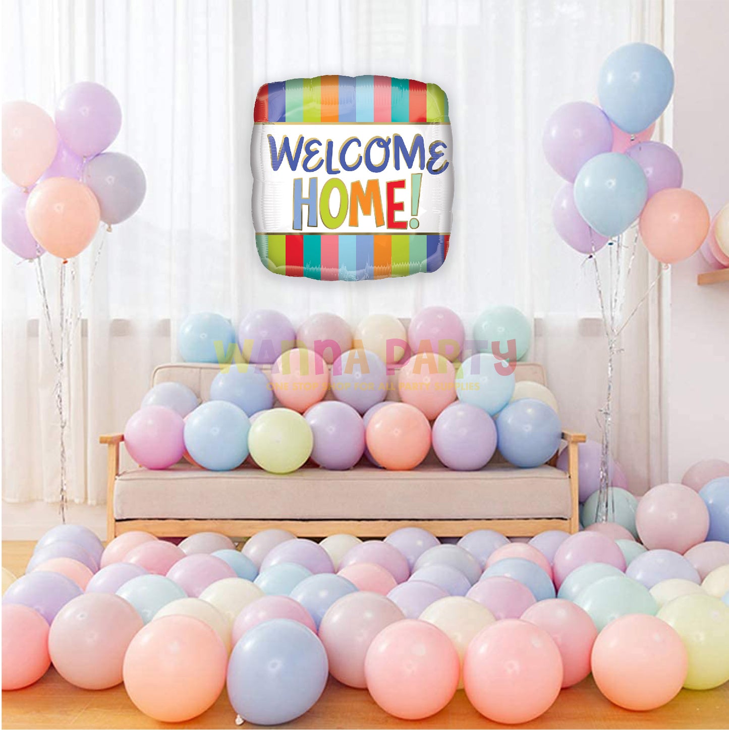 Welcome Home Square Stripes Balloon 18 Inch