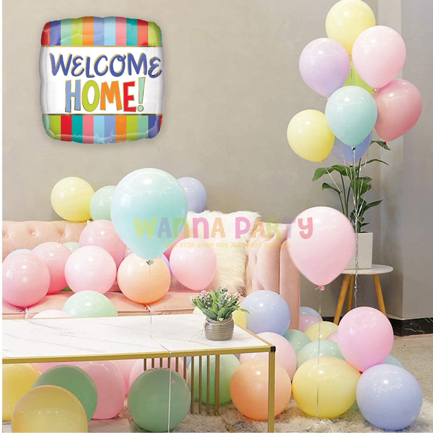 Welcome Home Square Stripes Balloon 18 Inch