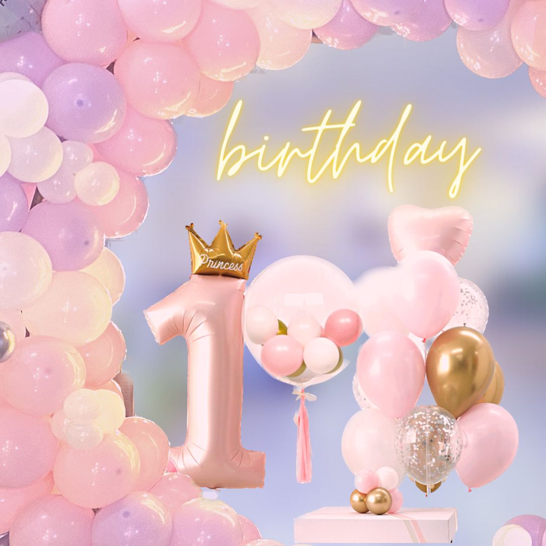 No.1 Princess Crown Balloon with Bobo & Latex Balloon