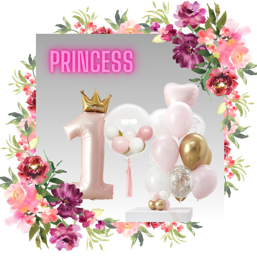 No.1 Princess Crown Balloon with Bobo & Latex Balloon