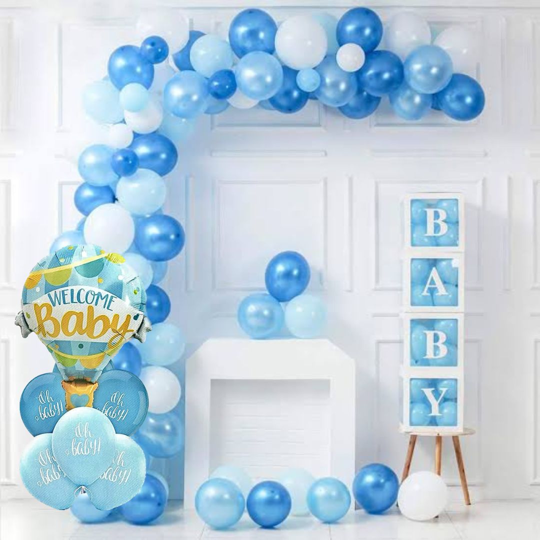 Welcome Baby Boy Foil Balloon & Oh Baby Blue Latex