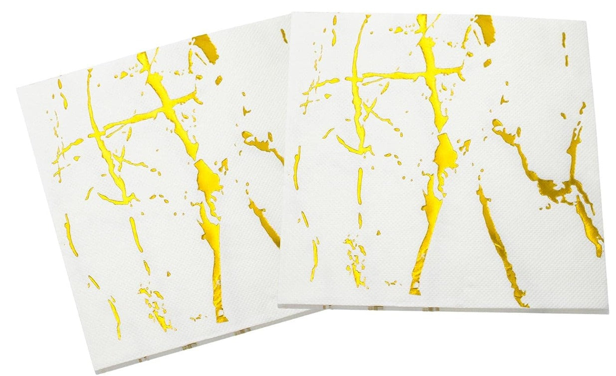 White & Gold Paper Napkins - 10PC