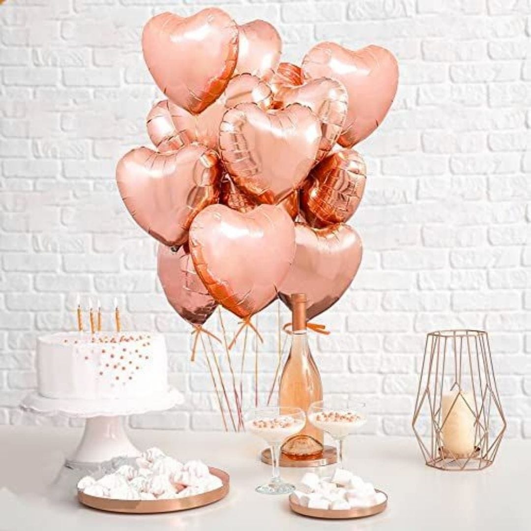 Rose Gold Heart Shaped Balloon - Pack of 4