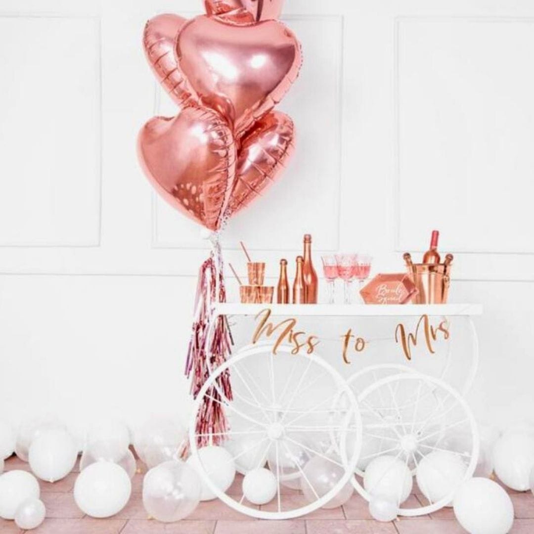 Rose Gold Heart Shaped Balloon - Pack of 4