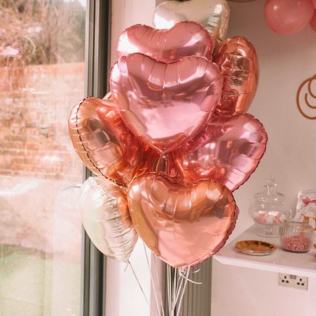 Rose Gold Heart Shaped Balloon - Pack of 4