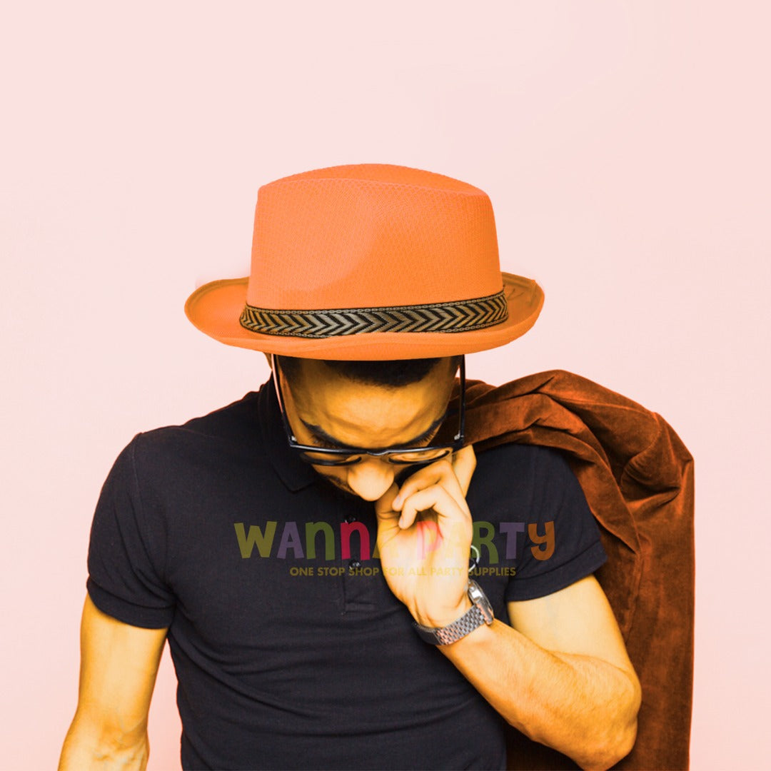 Fedora Hat Neon Orange