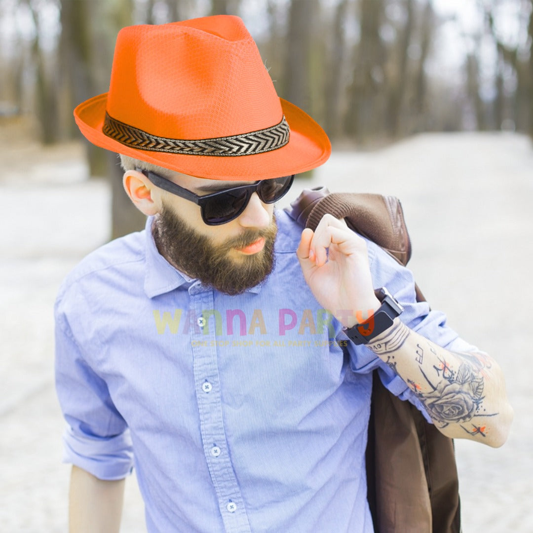 Fedora Hat Neon Orange