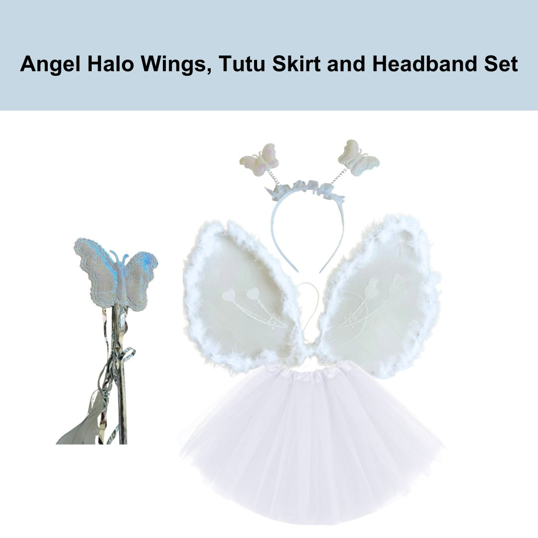 Angel Halo Wings, Tutu Skirt and Headband Set