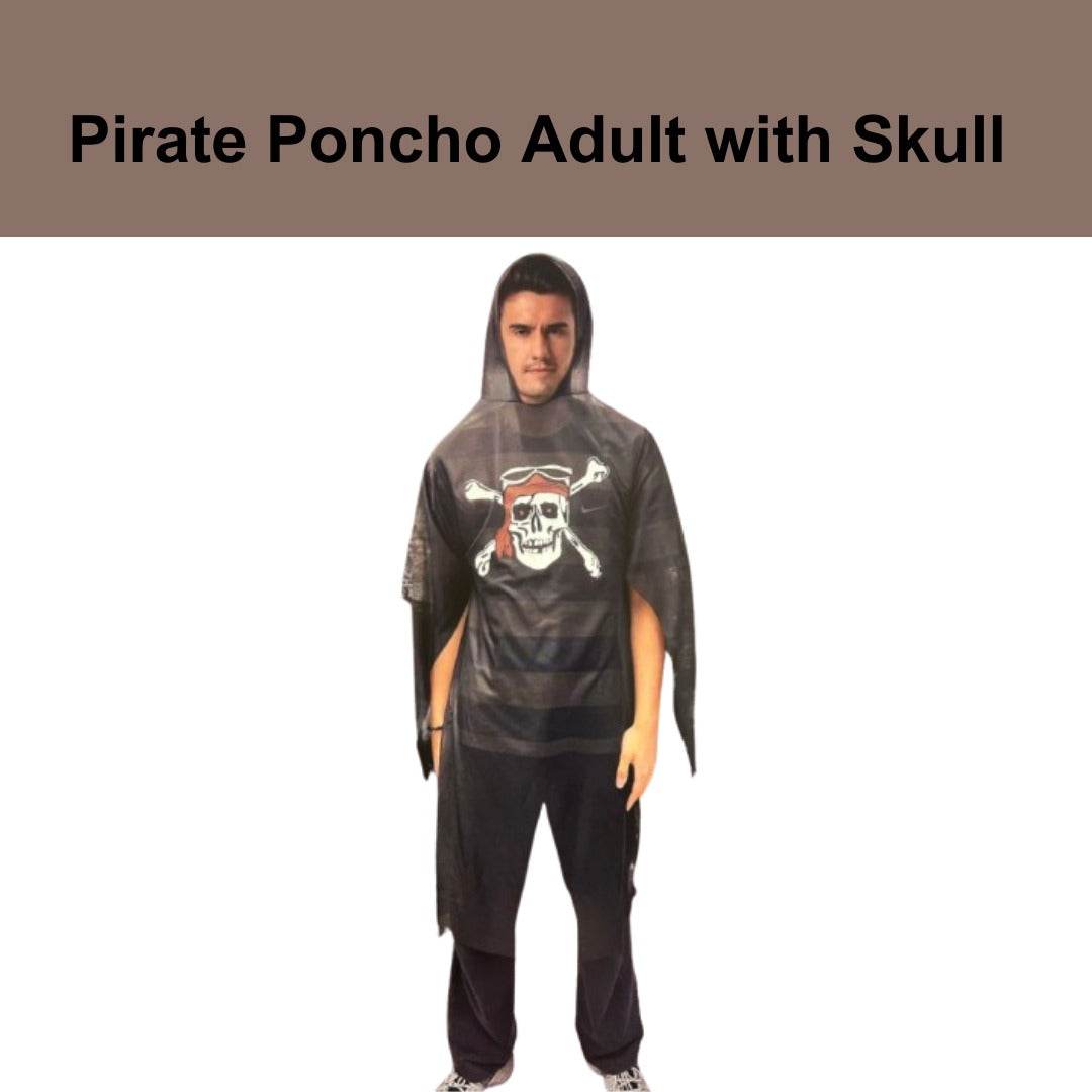 Pirate Poncho Adult with Skull - Free Size