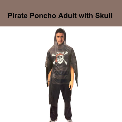 Pirate Poncho Adult with Skull - Free Size