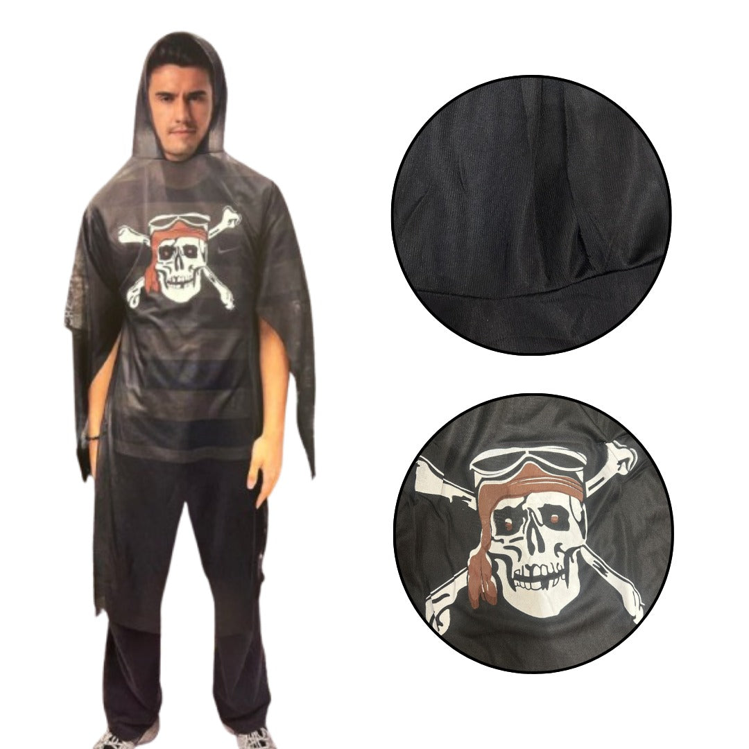 Pirate Poncho Adult with Skull - Free Size