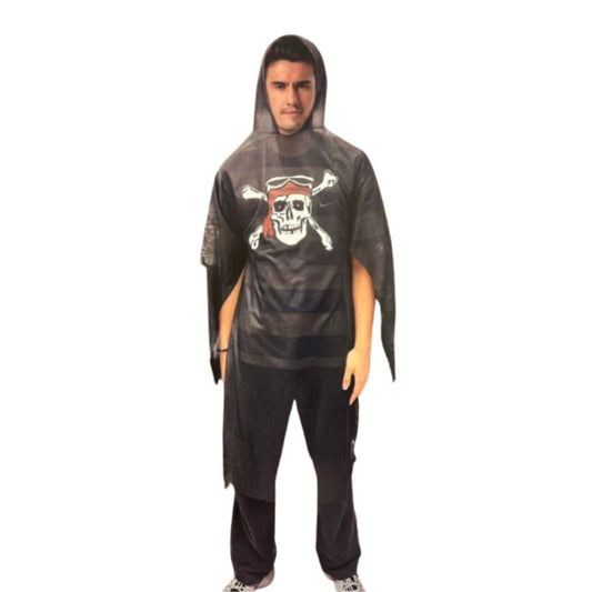 Pirate Poncho Adult with Skull - Free Size