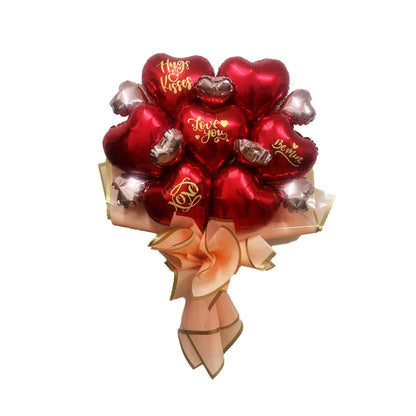 Red & Rose Gold Love You Sticker Balloon Bouquet - Set of 14