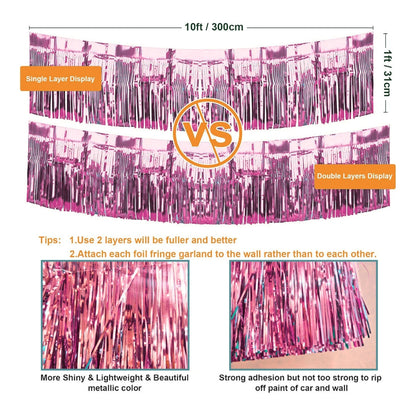 Iridescent Light Pink Foil Fringe Bunting Banner - 10FT - 1PC