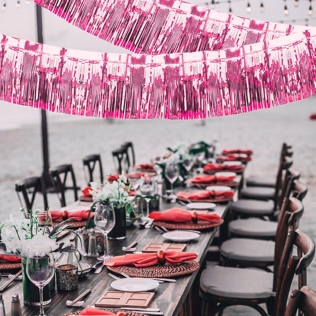 Iridescent Light Pink Foil Fringe Bunting Banner - 10FT - 1PC