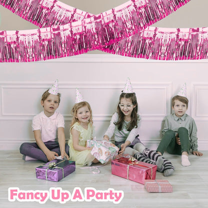 Iridescent Light Pink Foil Fringe Bunting Banner - 10FT - 1PC