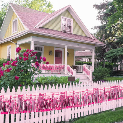 Iridescent Light Pink Foil Fringe Bunting Banner - 10FT - 1PC