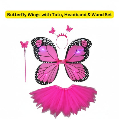 Butterfly Wings with Tutu, Headband & Wand - Set of 4PC