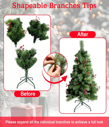 Pine Christmas Tree Green - 6FT with Cherry & Pine Tree Inserts