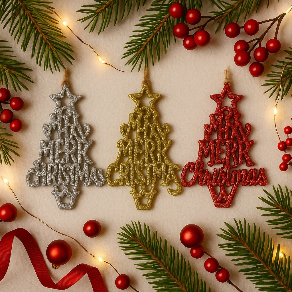 Ho-Ho-Ho Meery Christmas Tree Hangings - 3PC