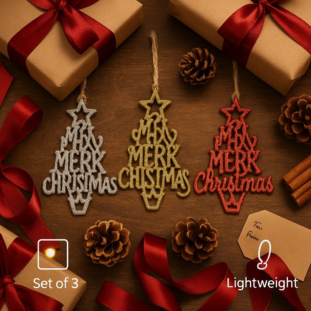 Ho-Ho-Ho Meery Christmas Tree Hangings - 3PC