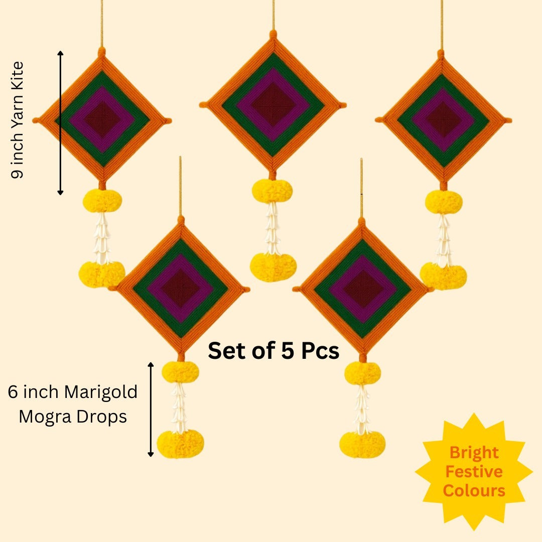 Colorful Kite Hanging Backdrop Decorations Set of 5
