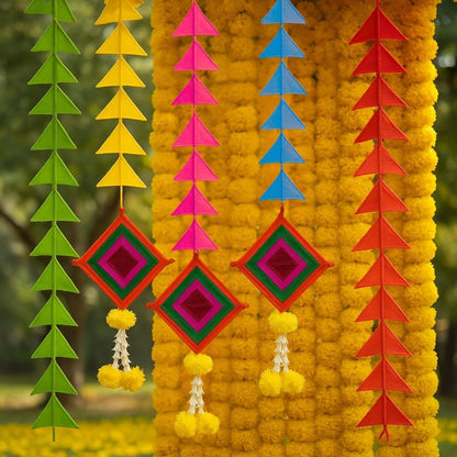 Colorful Kite Hanging Backdrop Decorations with Rajasthani Umbrellas -  Set of 7