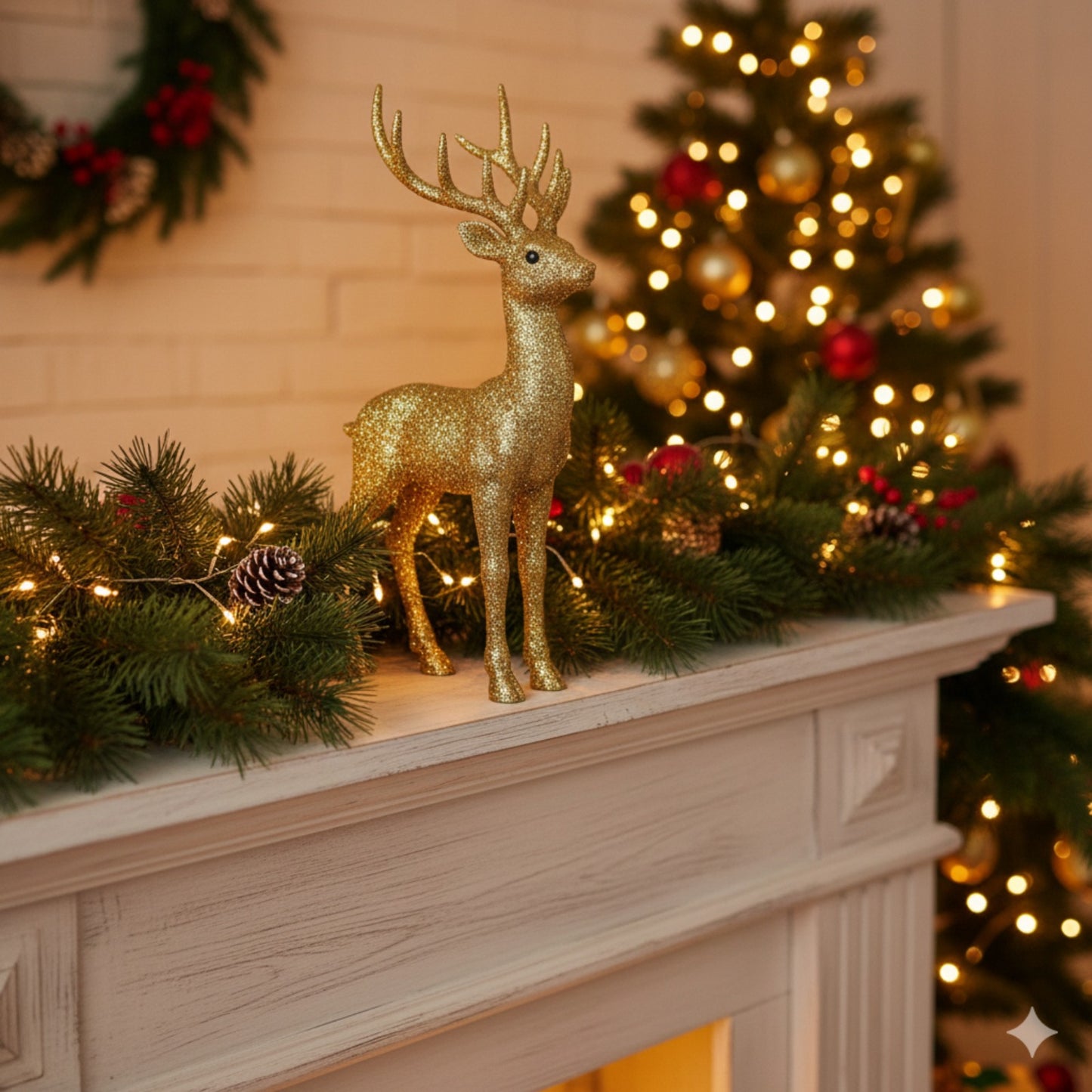 Golden Decorative Standing Reindeer Small - 25cm