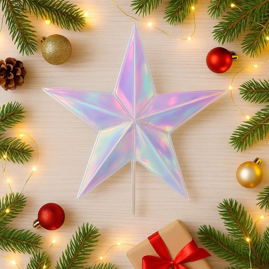 Iridiscent White Star Hanging Decoration 24"