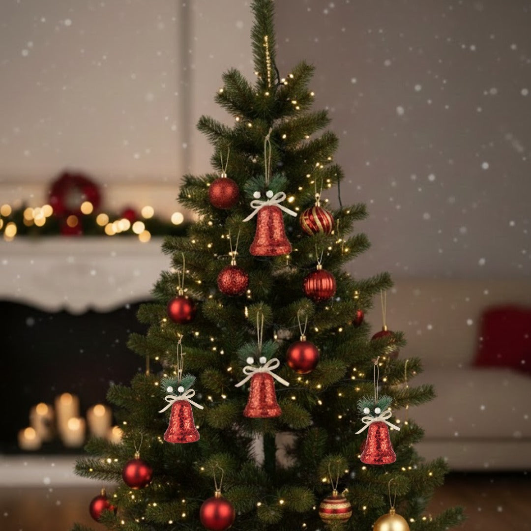Christmas Tree Ornaments Red Sequin Bell Hanging - 1PC