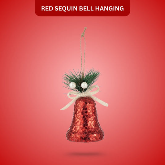 Christmas Tree Ornaments Red Sequin Bell Hanging - 1PC