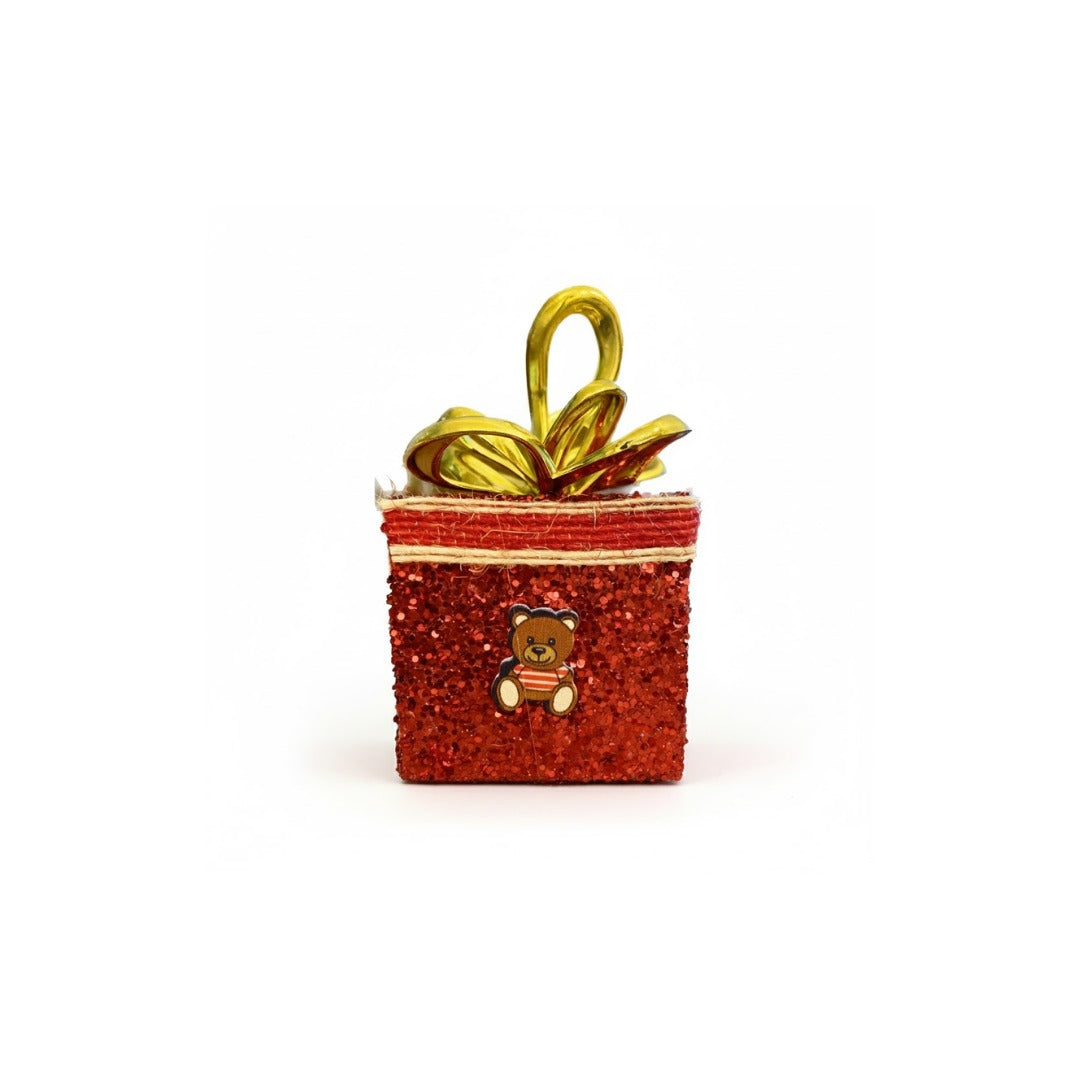 Christmas Tree Ornaments Red Gift Box Tree Hanging - Set of 2