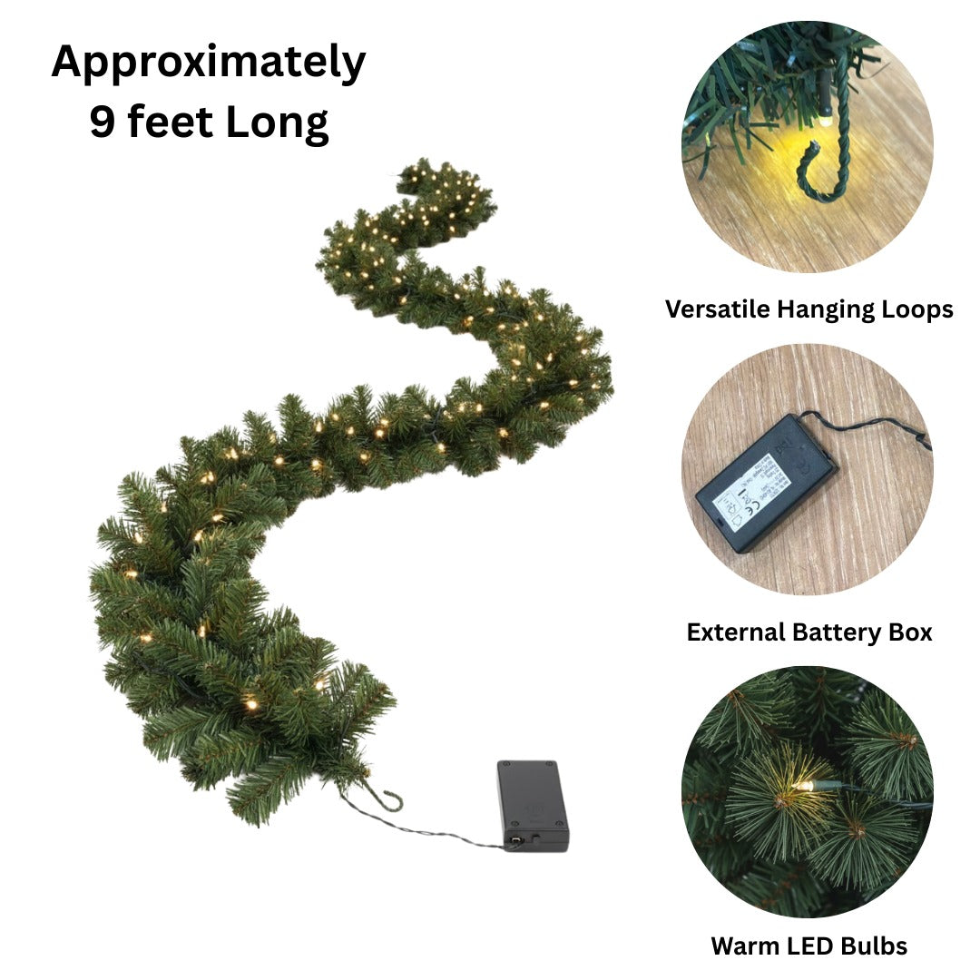 Christmas Light Up Pine Garland - 9FT