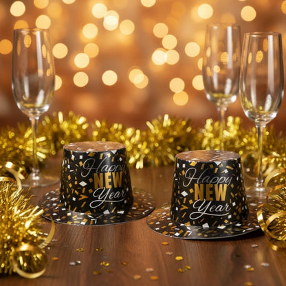 Happy New Year Confetti Print Hat Set of 2