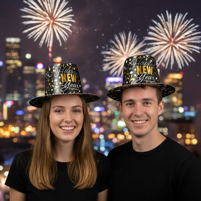 Happy New Year Confetti Print Hat Set of 2