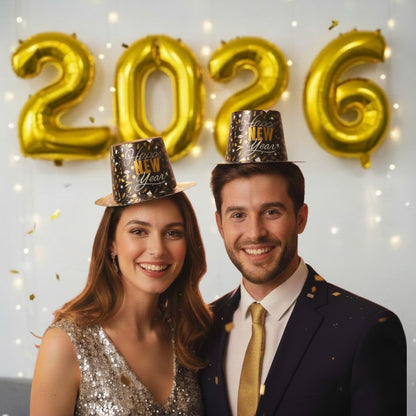 Happy New Year Confetti Print Hat Set of 2