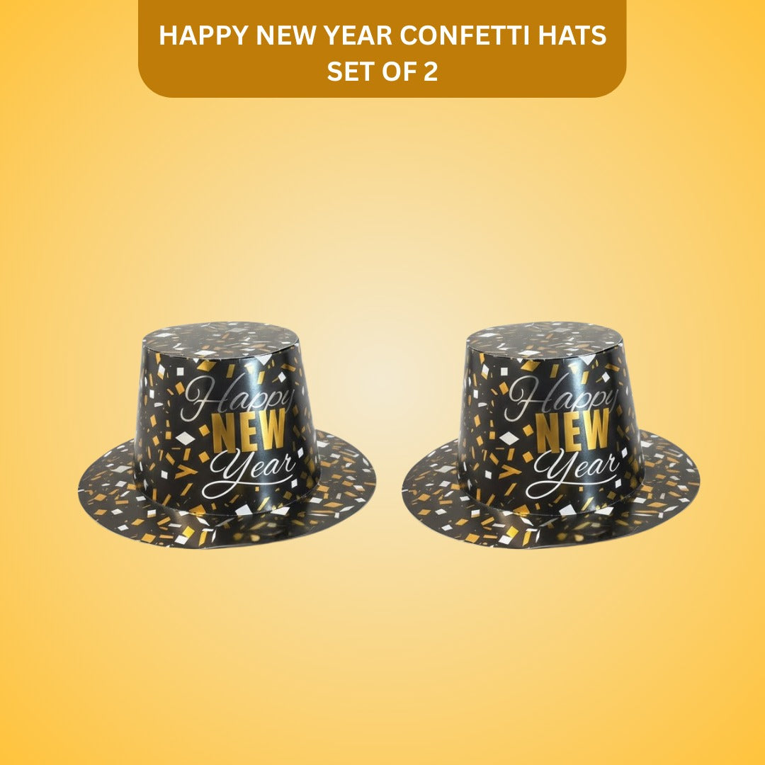 Happy New Year Confetti Print Hat Set of 2