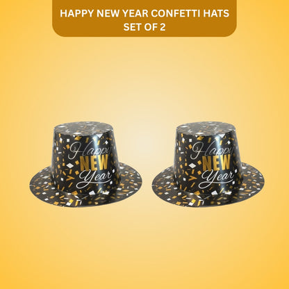 Happy New Year Confetti Print Hat Set of 2