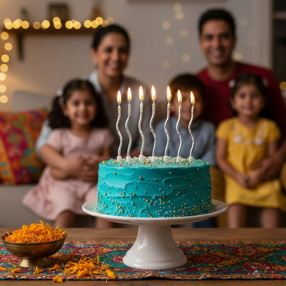 Curly Silver & Black Candle -12PC