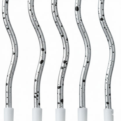 Curly Silver & Black Candle -12PC